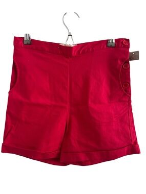 Vintage Tatyana Women’s High-Waist Red Button-Accent Pinup Shorts